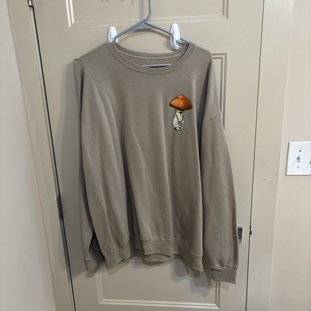 Men's Beige Sweater with Mushroom Design
